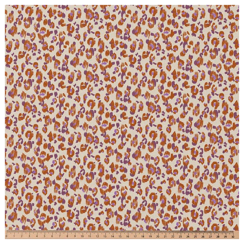 Printed Cotton KARLI Caramel / Violet